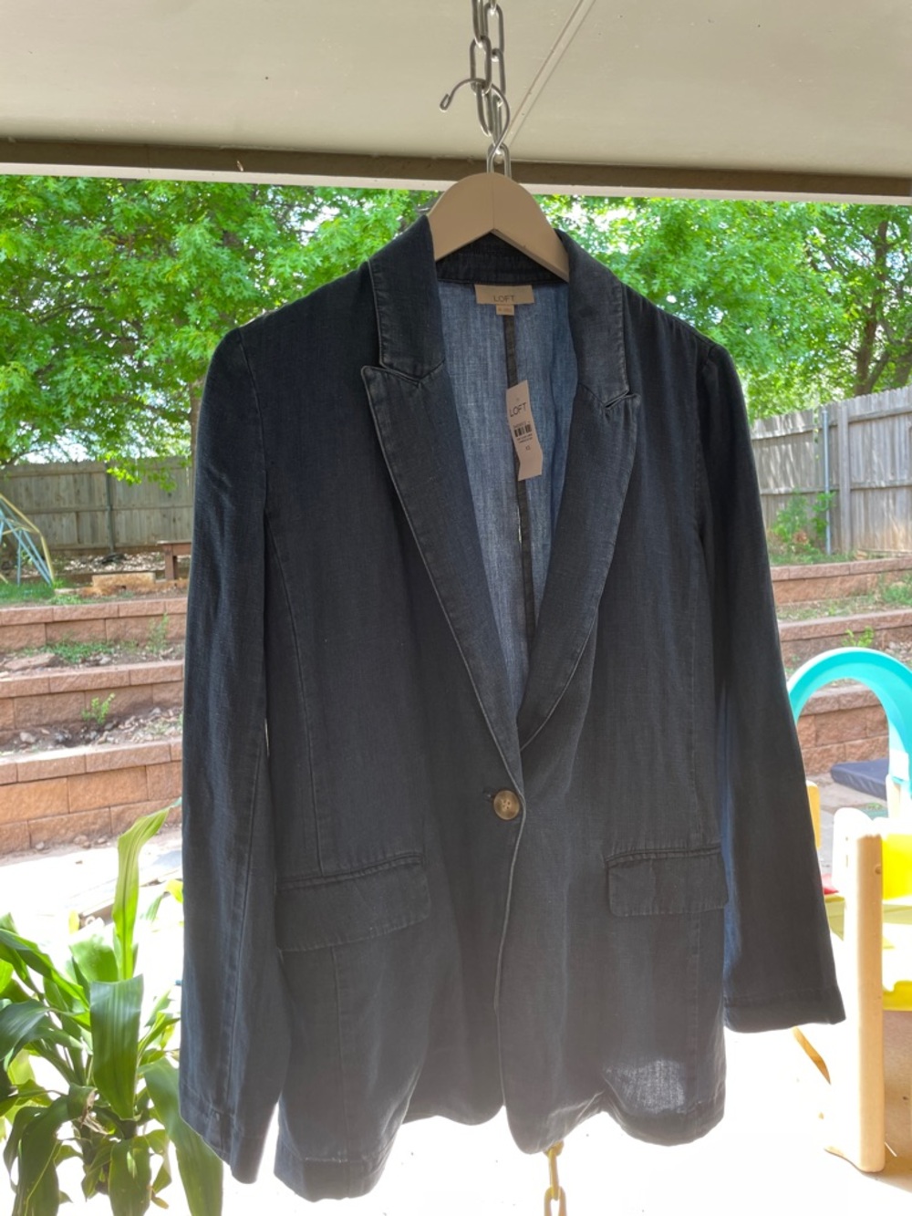 LOFT Indigo Denim Blazer Oversized Fit XS
